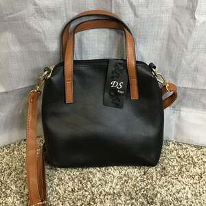DS Bags Black and Brown Faux Leather Satchel Crossbody Handbag